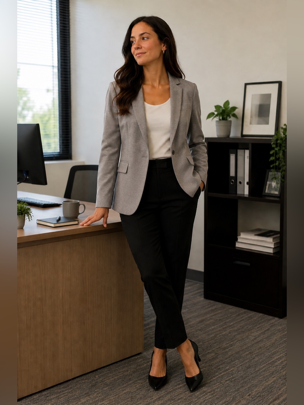 H&M Gray Blazer Tailored Suit Jacket